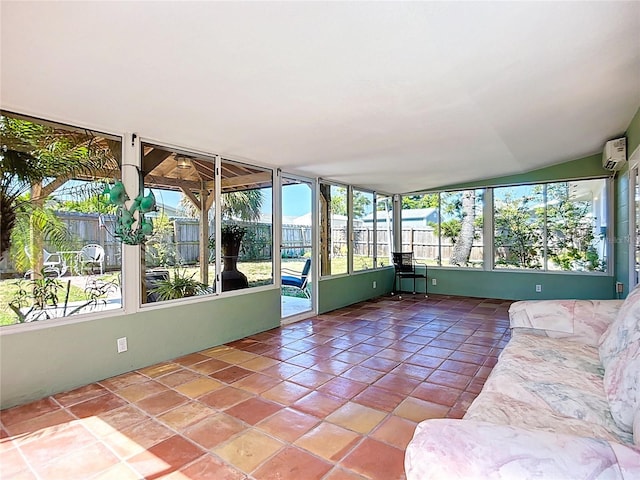 2705 21st Ave W, Bradenton, FL 34205 - unfurnished sunroom featuring an AC wall unit and tile patterned flooring