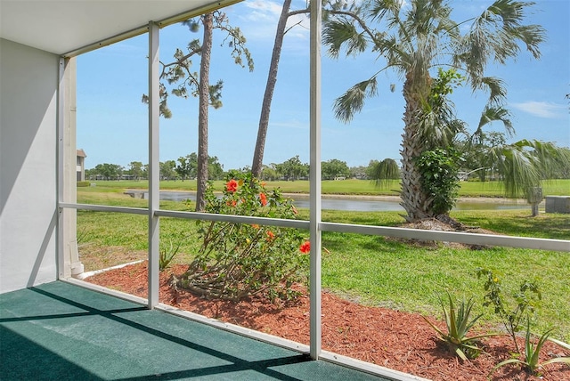 7173 W Country Club Dr N Unit 141, Sarasota, FL 34243 - unfurnished sunroom with a water view