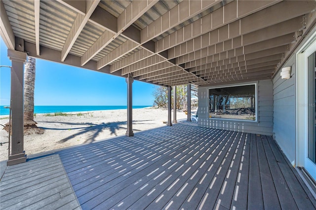8592 Hidden Lagoon Rd, Sarasota, FL 34242 - wooden deck featuring view of water and beach