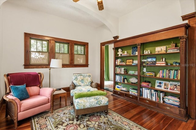 2326 2nd Ave E, Bradenton, FL 34208 - sitting room with wood finished floors, arched walkways, and ceiling fan