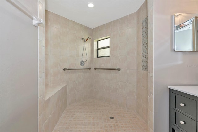 1712 Starling Dr Unit 101, Sarasota, FL 34231 - full bath featuring vanity, recessed lighting, and tiled shower