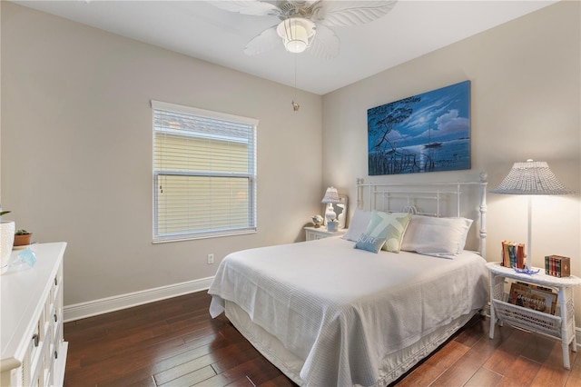 6936 White Willow Ct, Sarasota, FL 34243 - bedroom featuring baseboards, ceiling fan, and hardwood / wood-style floors
