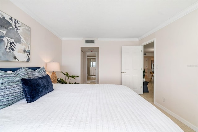 1750 Benjamin Franklin Dr Unit 6B, Sarasota, FL 34236 - bedroom featuring ornamental molding and ensuite bathroom