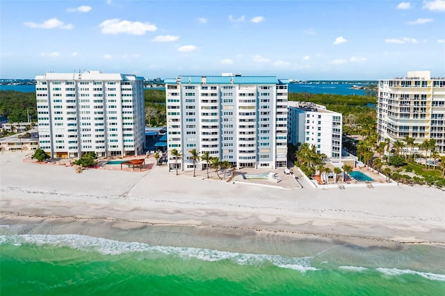 1750 Benjamin Franklin Dr Unit 6B, Sarasota, FL 34236 - aerial view of waterfront with a beach and apartment complex