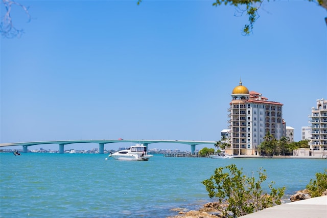 1750 Benjamin Franklin Dr Unit 6B, Sarasota, FL 34236 - water view featuring a notable bridge
