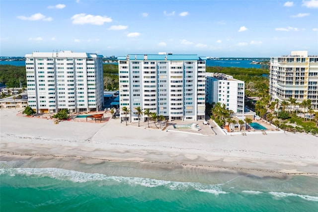 1750 Benjamin Franklin Dr Unit 6B, Sarasota, FL 34236 - drone / aerial view of unending shoreline and apartment complex / building