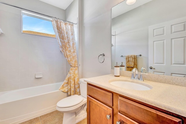 6729 45th Ter E, Bradenton, FL 34203 - bathroom with tile patterned flooring, toilet, shower / bath combo with shower curtain, and vanity