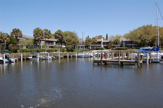 dock area featuring a water view