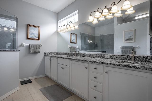 1322 Millbrook Cir, Bradenton, FL 34212 - full bath featuring tile patterned floors, a sink, a walk in shower, and double vanity