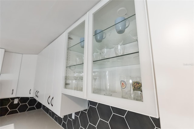 details with white cabinets and glass insert cabinets