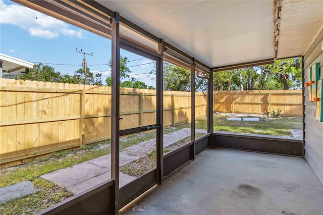 view of unfurnished sunroom