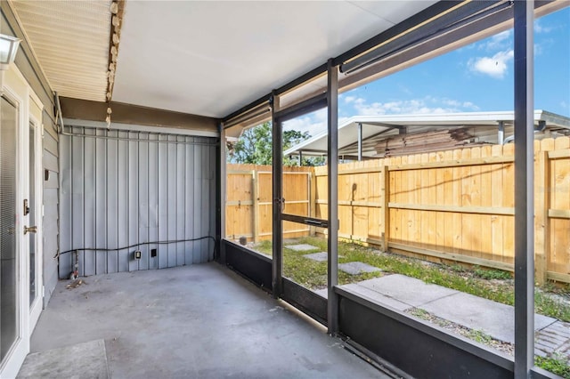view of unfurnished sunroom