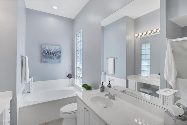 5881 Girona Pl, Sarasota, FL 34238 - bathroom featuring plenty of natural light, vanity, and a bath
