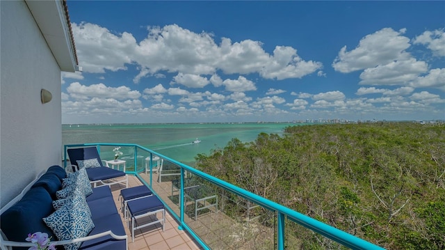 balcony with a water view