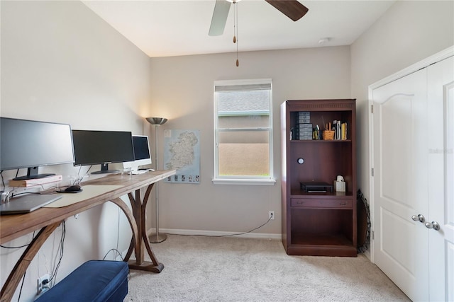 6124 35th Ct E, Bradenton, FL 34203 - carpeted home office with ceiling fan and baseboards