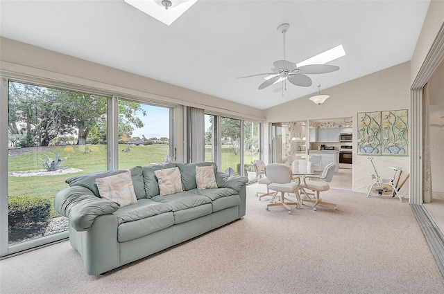 4360 Presidential Avenue Cir E, Bradenton, FL 34203 - sunroom with vaulted ceiling with skylight and carpet floors