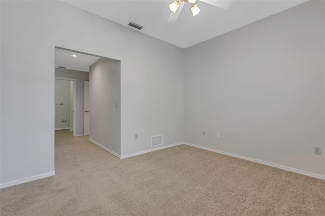 4044 Penshurst Park, Sarasota, FL 34235 - unfurnished room with visible vents, ceiling fan, light colored carpet, and baseboards