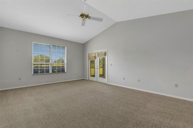 4044 Penshurst Park, Sarasota, FL 34235 - spare room with french doors, carpet floors, baseboards, and a ceiling fan