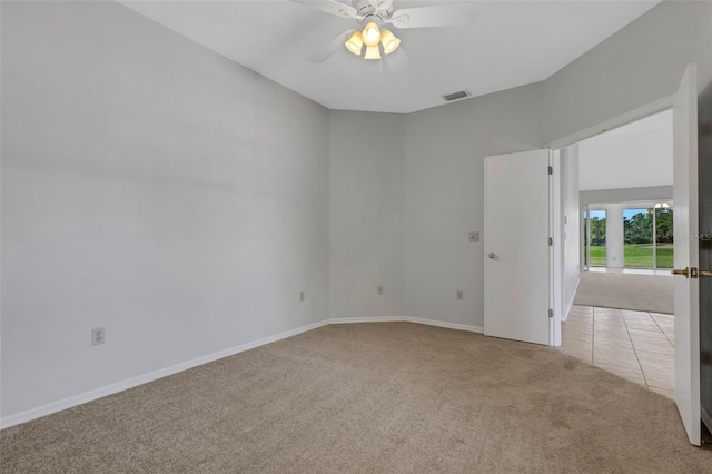 4044 Penshurst Park, Sarasota, FL 34235 - spare room featuring visible vents, baseboards, a ceiling fan, and carpet