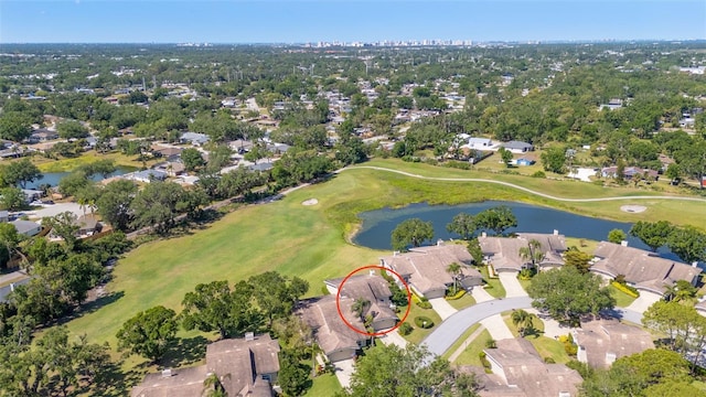 4044 Penshurst Park, Sarasota, FL 34235 - bird's eye view featuring a water view, view of golf course, and a residential view