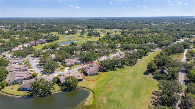 4044 Penshurst Park, Sarasota, FL 34235 - bird's eye view with a water view, a residential view, and view of golf course