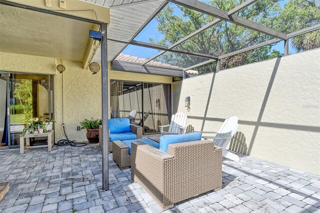 view of patio with a lanai and an outdoor hangout area