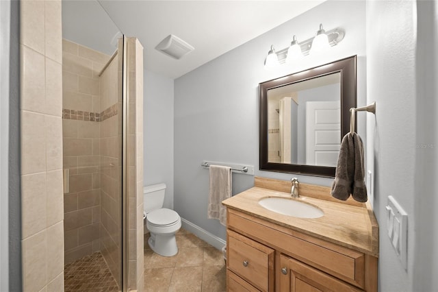 526 56th St, Holmes Beach, FL 34217 - full bath featuring a shower stall, vanity, tile patterned flooring, toilet, and baseboards