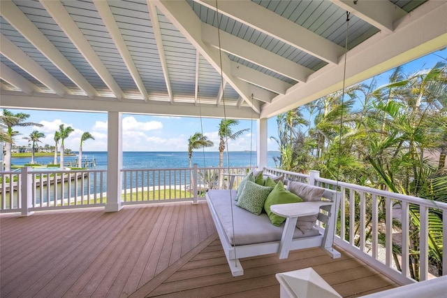526 56th St, Holmes Beach, FL 34217 - wooden deck with a water view