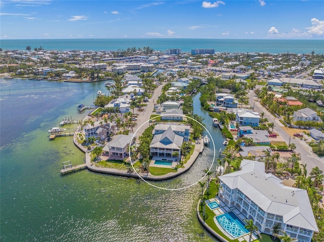 526 56th St, Holmes Beach, FL 34217 - drone / aerial view featuring a water view and a residential view