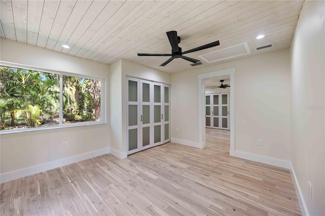 4916 Hidden Oaks Trl, Sarasota, FL 34232 - unfurnished room with wood ceiling, baseboards, wood finished floors, ceiling fan, and recessed lighting