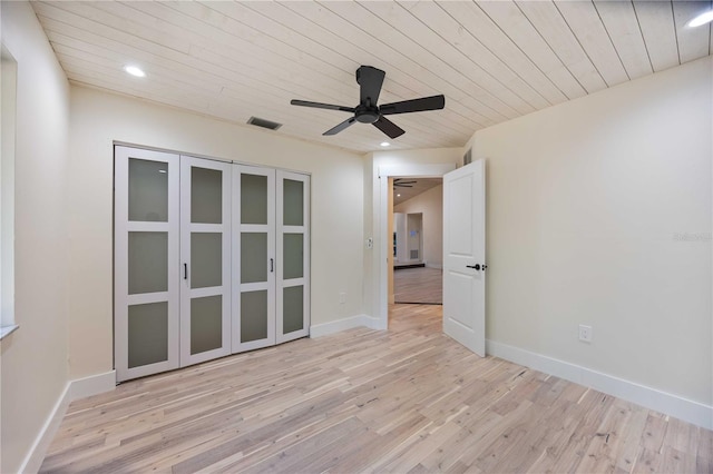 4916 Hidden Oaks Trl, Sarasota, FL 34232 - spare room with wooden ceiling, light wood finished floors, a ceiling fan, baseboards, and recessed lighting