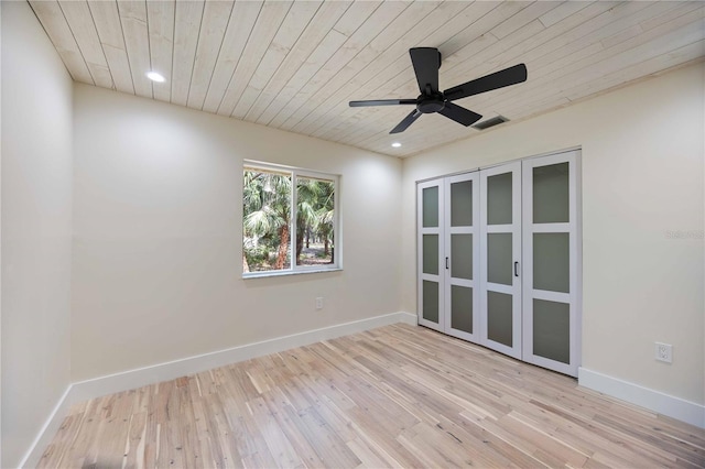 4916 Hidden Oaks Trl, Sarasota, FL 34232 - spare room featuring wood ceiling, light wood-style floors, baseboards, and recessed lighting