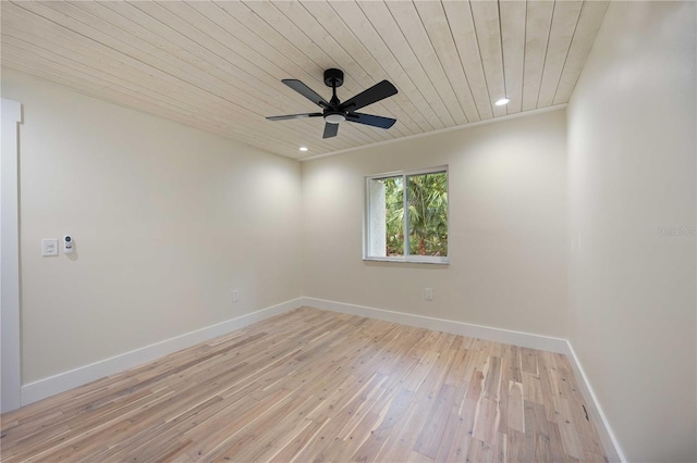 4916 Hidden Oaks Trl, Sarasota, FL 34232 - empty room with wooden ceiling, hardwood / wood-style flooring, a ceiling fan, baseboards, and recessed lighting