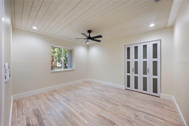 4916 Hidden Oaks Trl, Sarasota, FL 34232 - spare room with wooden ceiling, a ceiling fan, wood finished floors, baseboards, and recessed lighting