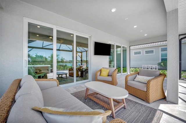 27061 Paradise Shores Dr, Englewood, FL 34223 - living area featuring recessed lighting, healthy amount of natural light, and ceiling fan