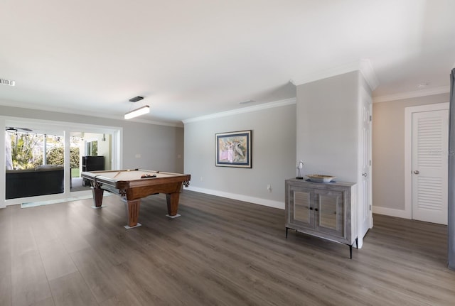 508 70th St, Holmes Beach, FL 34217 - game room with crown molding, wood finished floors, and pool table