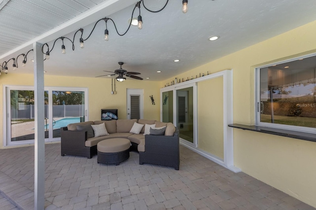 508 70th St, Holmes Beach, FL 34217 - view of patio with ceiling fan and an outdoor living space