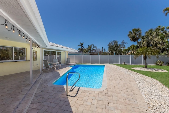 508 70th St, Holmes Beach, FL 34217 - view of swimming pool featuring a patio area, a fenced backyard, and a fenced in pool