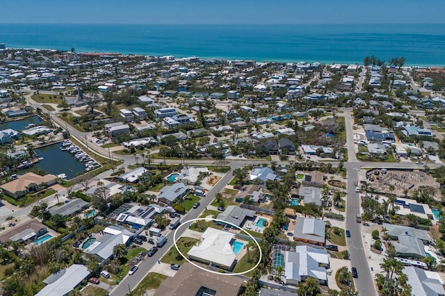 508 70th St, Holmes Beach, FL 34217 - bird's eye view featuring a water view and a residential view