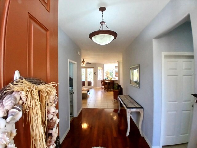 6631 63rd Ter E, Bradenton, FL 34203 - hall featuring wood finished floors and baseboards