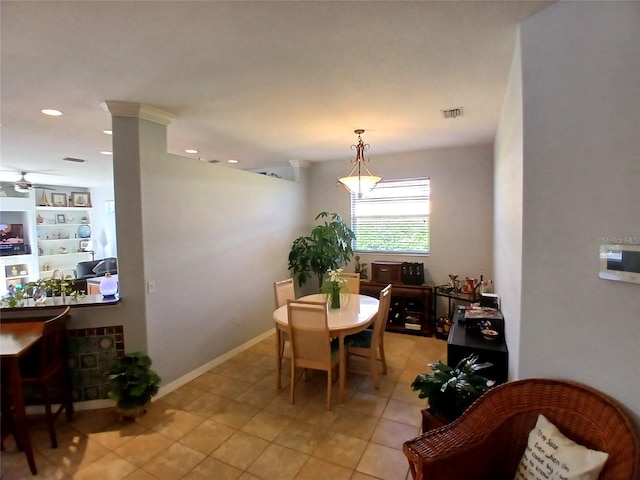 6631 63rd Ter E, Bradenton, FL 34203 - dining area with ceiling fan, recessed lighting, and light tile patterned flooring