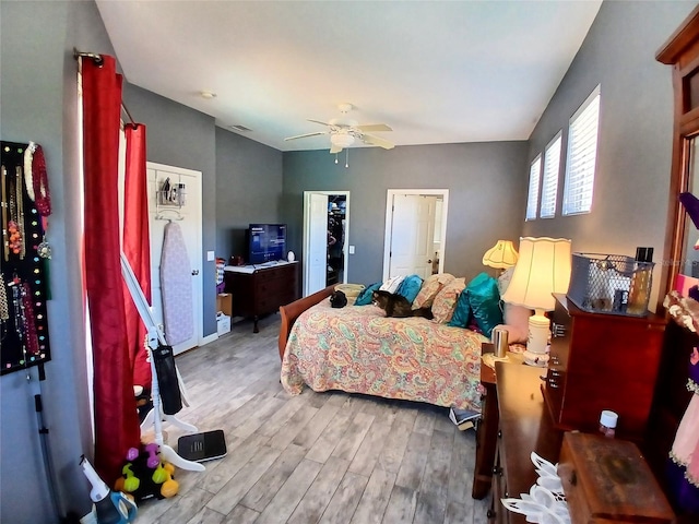 6631 63rd Ter E, Bradenton, FL 34203 - bedroom with wood finished floors and a ceiling fan