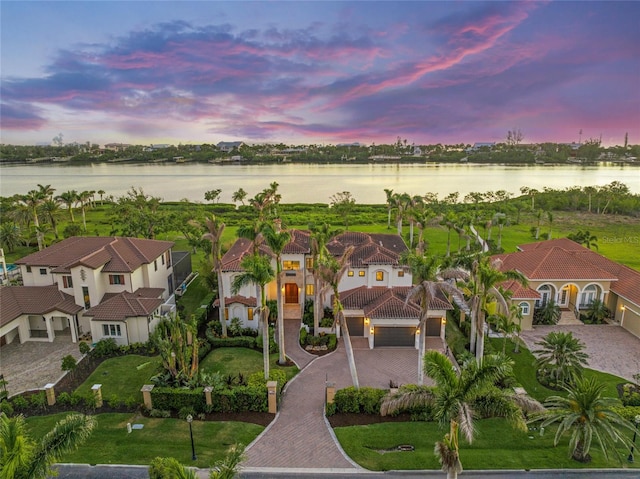 5830 Jamila River Dr, Venice, FL 34293 - aerial view at dusk with a water view