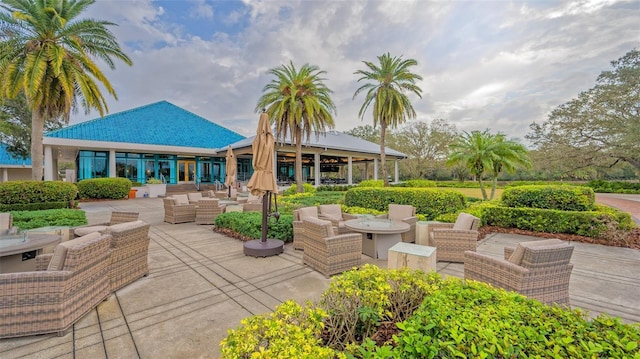 7528 Ascot Ct, Bradenton, FL 34201 - view of patio / terrace featuring an outdoor living space and a gazebo