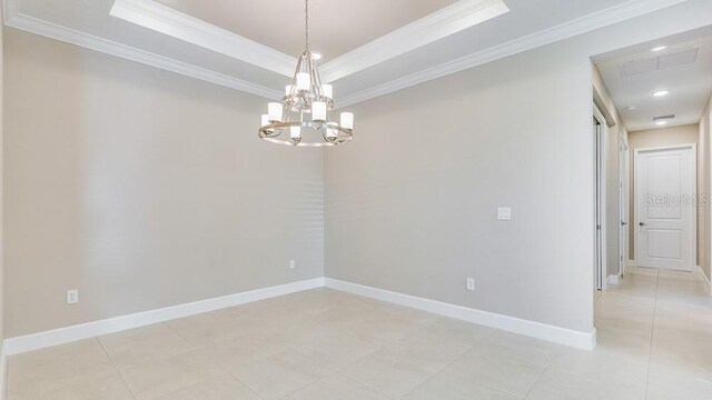 16202 Isola Pl, Bradenton, FL 34211 - empty room featuring crown molding, baseboards, a chandelier, and recessed lighting