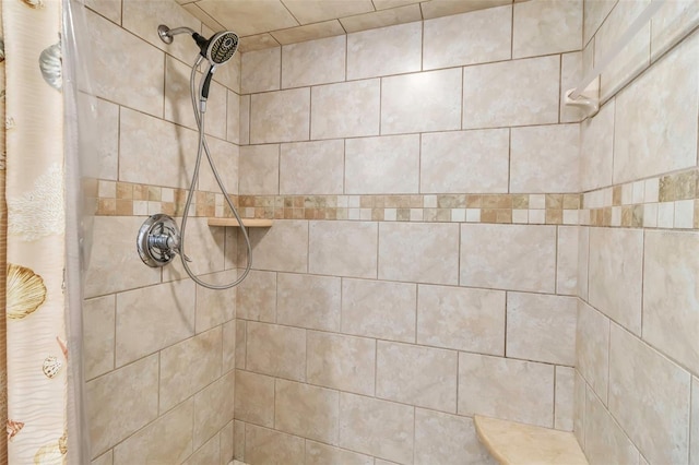 bathroom view of tiled shower