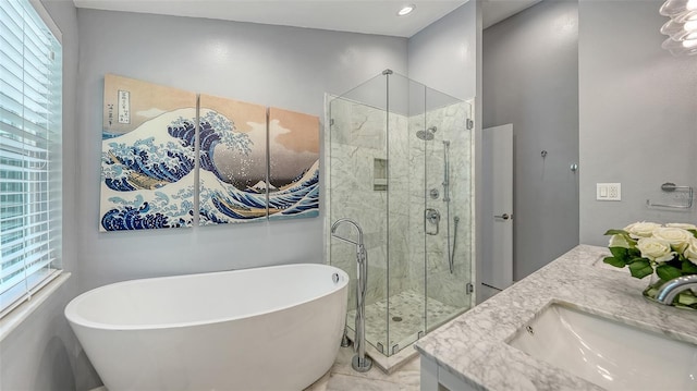5324 Siesta Ct, Sarasota, FL 34242 - bathroom featuring a sink, a shower stall, and a healthy amount of sunlight