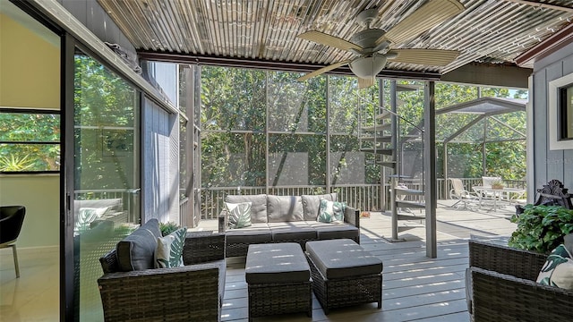 5324 Siesta Ct, Sarasota, FL 34242 - sunroom featuring a wealth of natural light, an outdoor living space, and ceiling fan