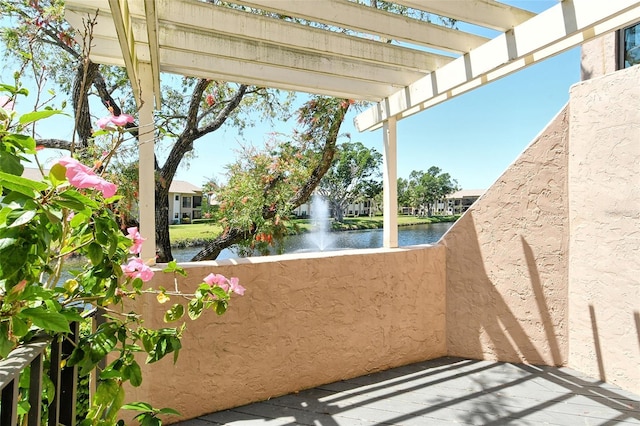 exterior space featuring a water view