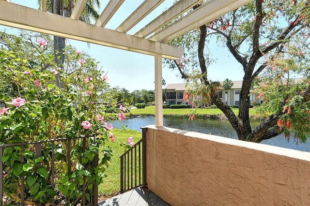 exterior space featuring a water view